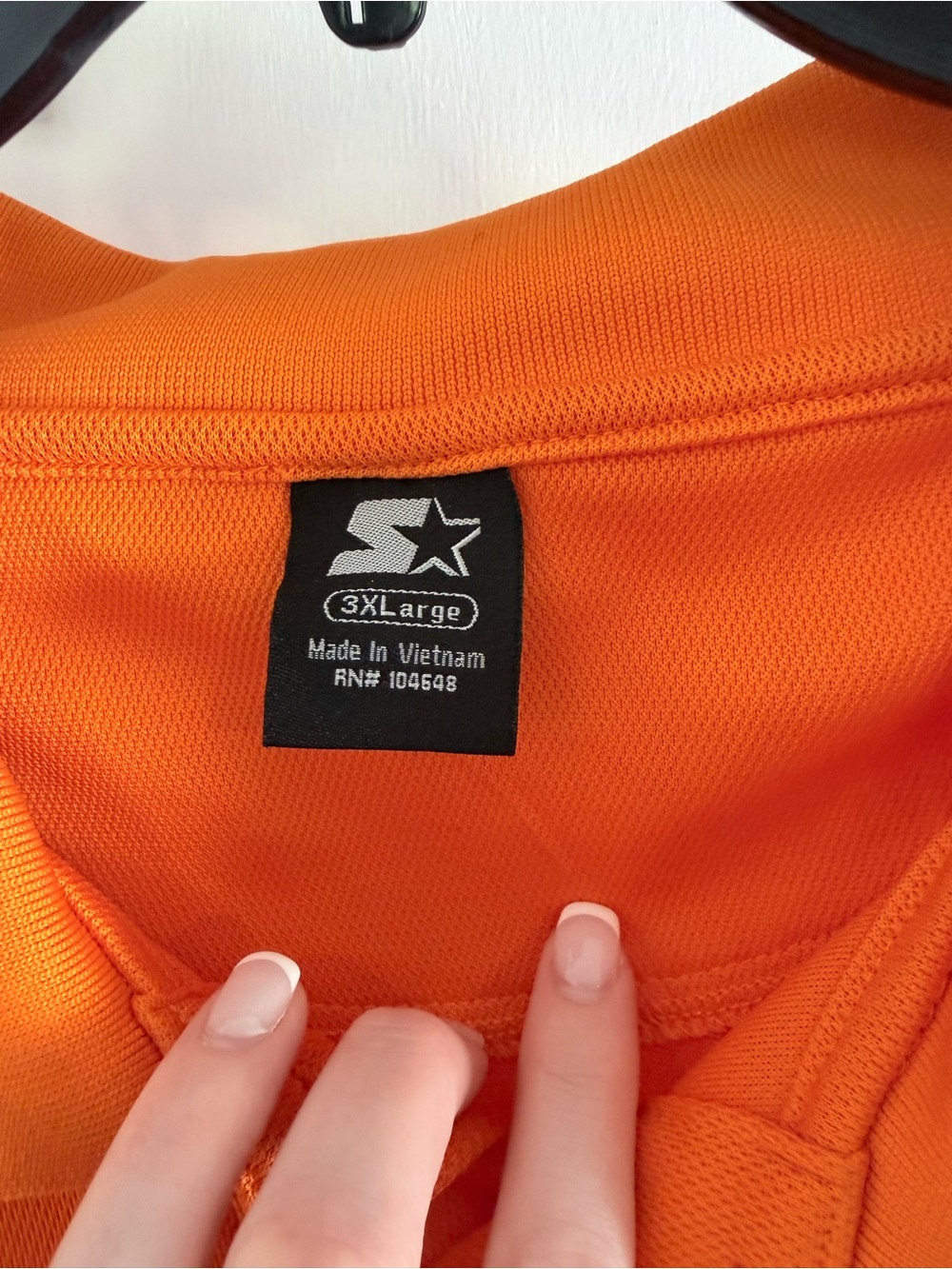 STARTER Orange Polo with White Chest Stripe and 'T' Embroidery - Picture 5 of 7